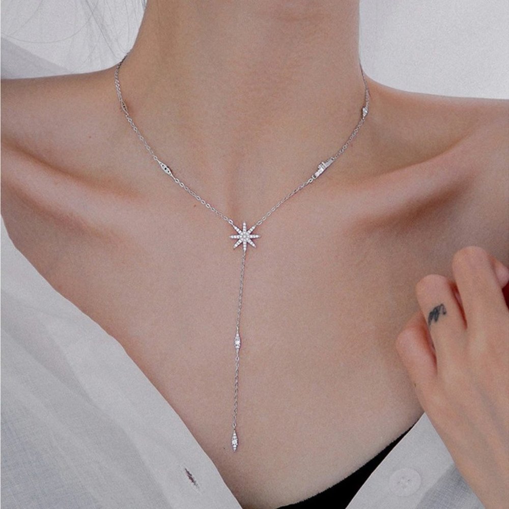 NEW Silver Simple Star Necklace - Picture 1 of 5